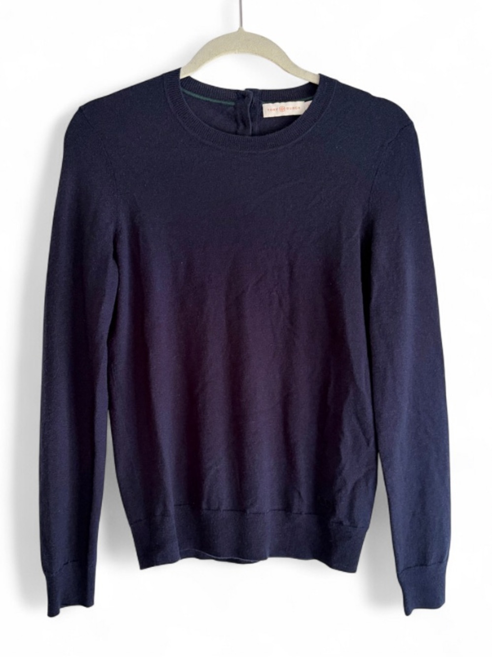 Tory Burch 100% Cashmere Navy Blue Crew Neck Long Sleeve Sweater Size S